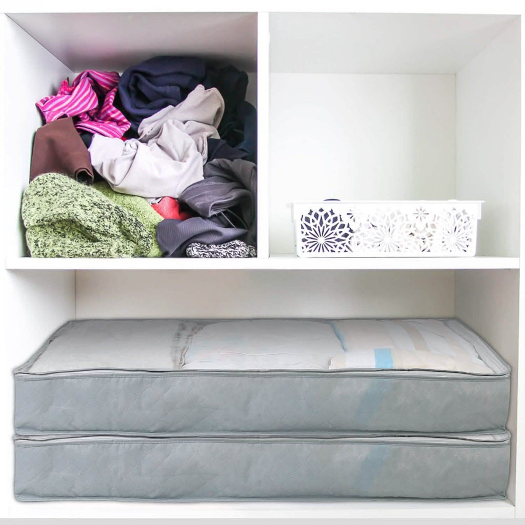 2-Piece: 70L Foldable Underbed Clothes Moisture Proof Zipped Organizer