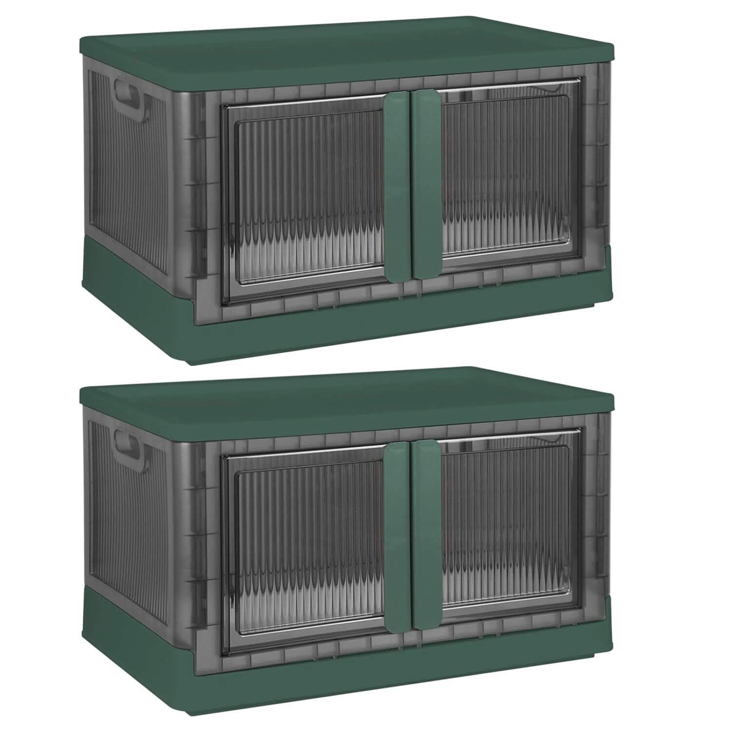 2-Piece: Foldable Stackable Storage Bins with Lid