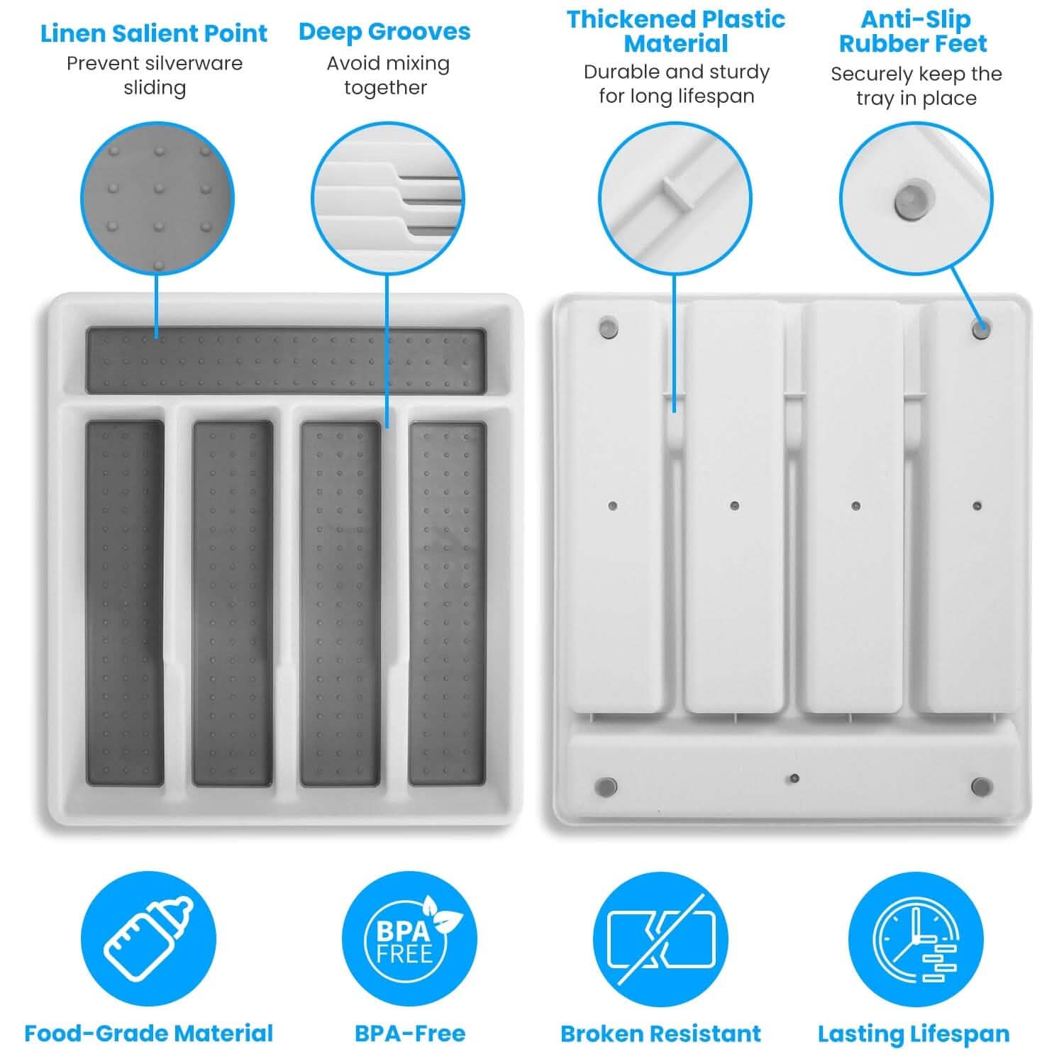 2-Piece: Silverware Utensil Organizer
