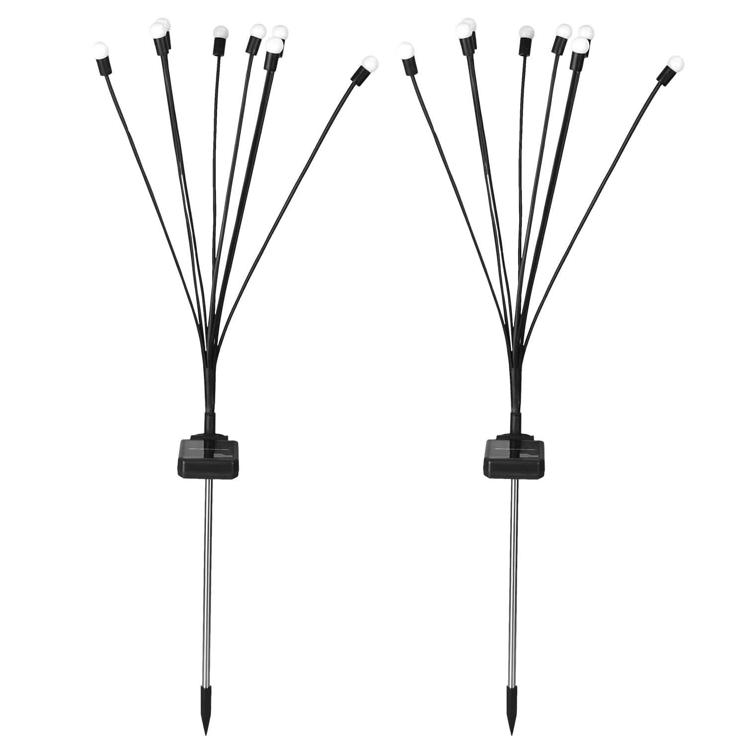 2-Piece: Solar Firefly Lights Swaying Decorative Pathway Lamp