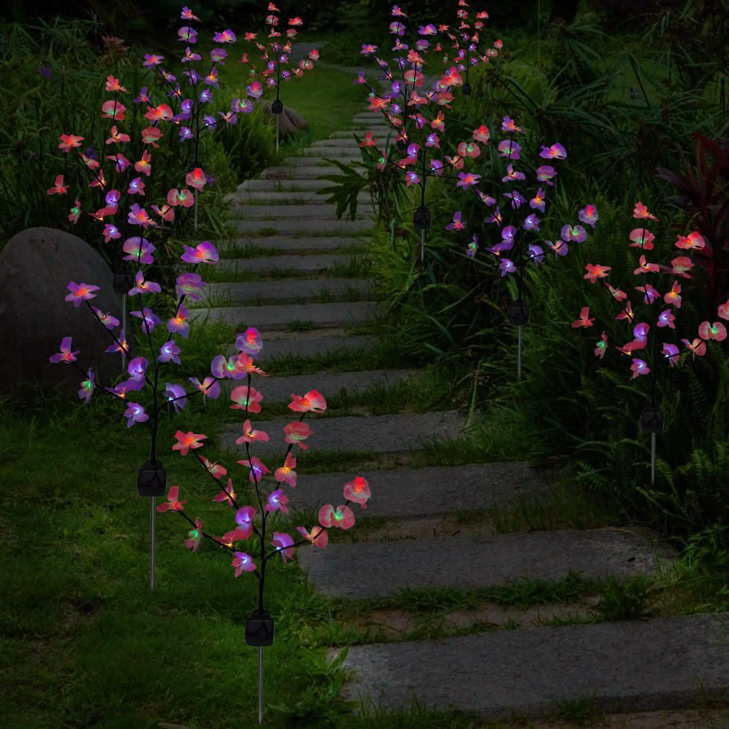 2-Piece: Solar Powered Garden Light Orchid