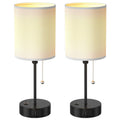 2-Pieces: Bedside Lamps 3 Color Modes USB C+A AC Output Ports Pull Chain