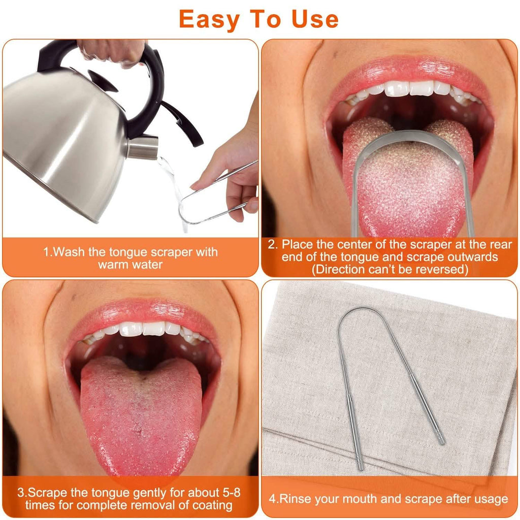 2-Pieces: Tongue Scraper Cleaner Stainless Steel