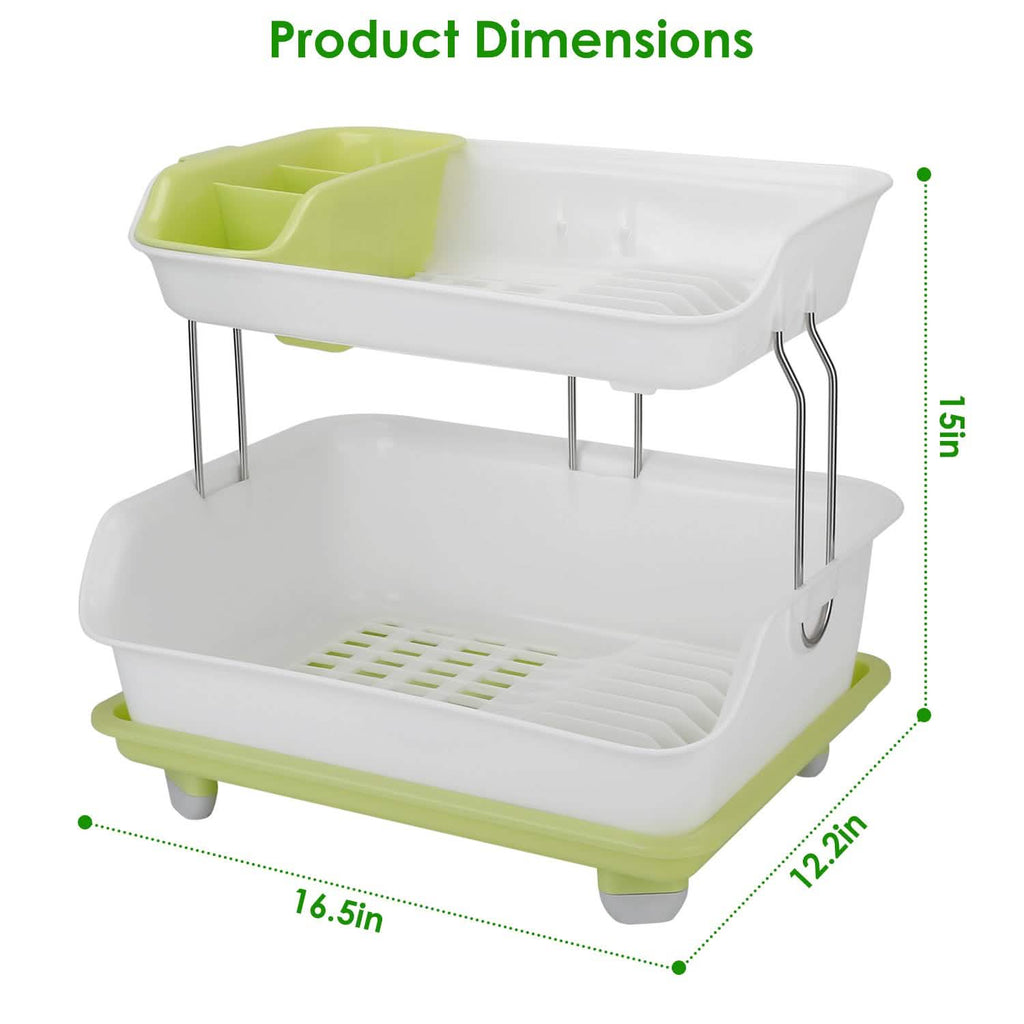 2-Tier Dish Drying Rack Cutlery Drainer