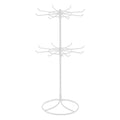 2-Tier Rotary Jewelry Stand Rack Earrings Necklace Display Organizer Holder Rotating Durable Jewelry Rack Display Hanger Rotating 2 Tier Jewelry Tree Organizer in Black Metal Jewelry Organizer