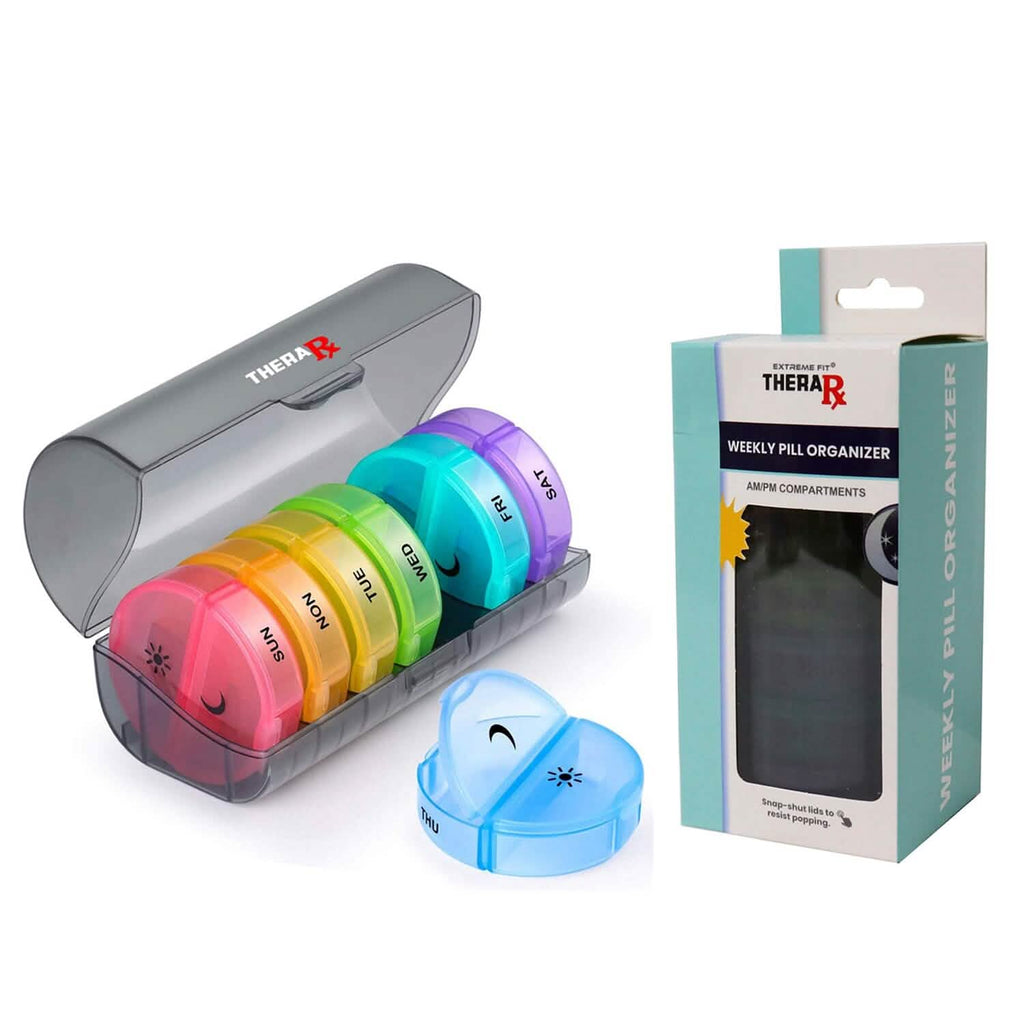2 Times A Day AM PM Weekly Pill Organizer Large Daily Pill Box With Black Case For Travel