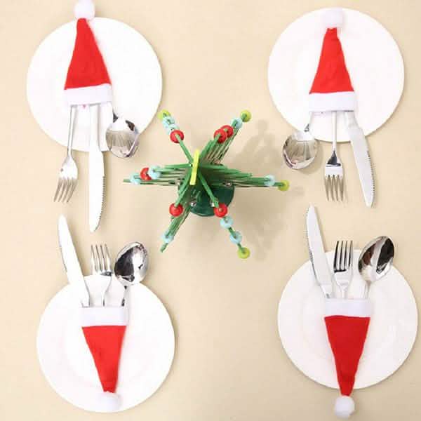 20-Piece: Christmas Santa Hat Silverware Storage Bag