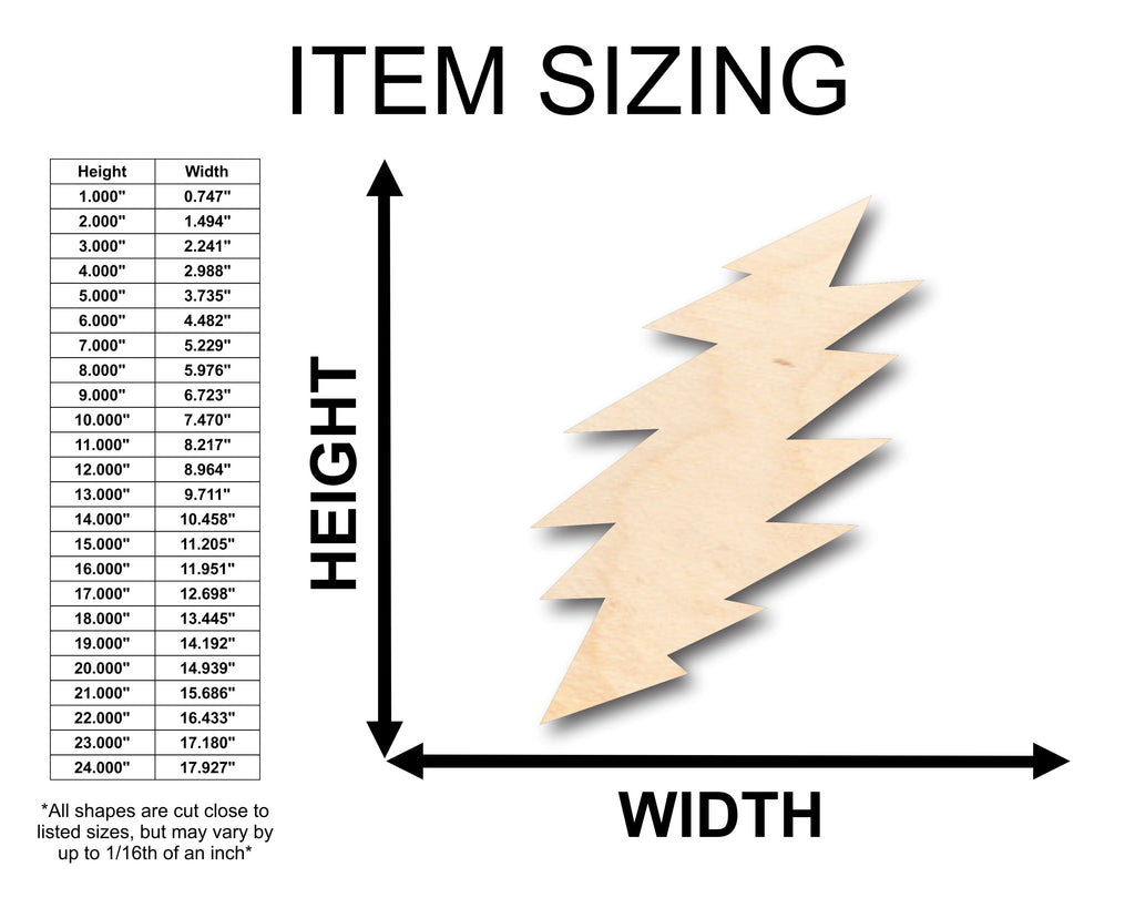 Unfinished Wood Lightning Bolt Shape - Craft - up to 46" DIY