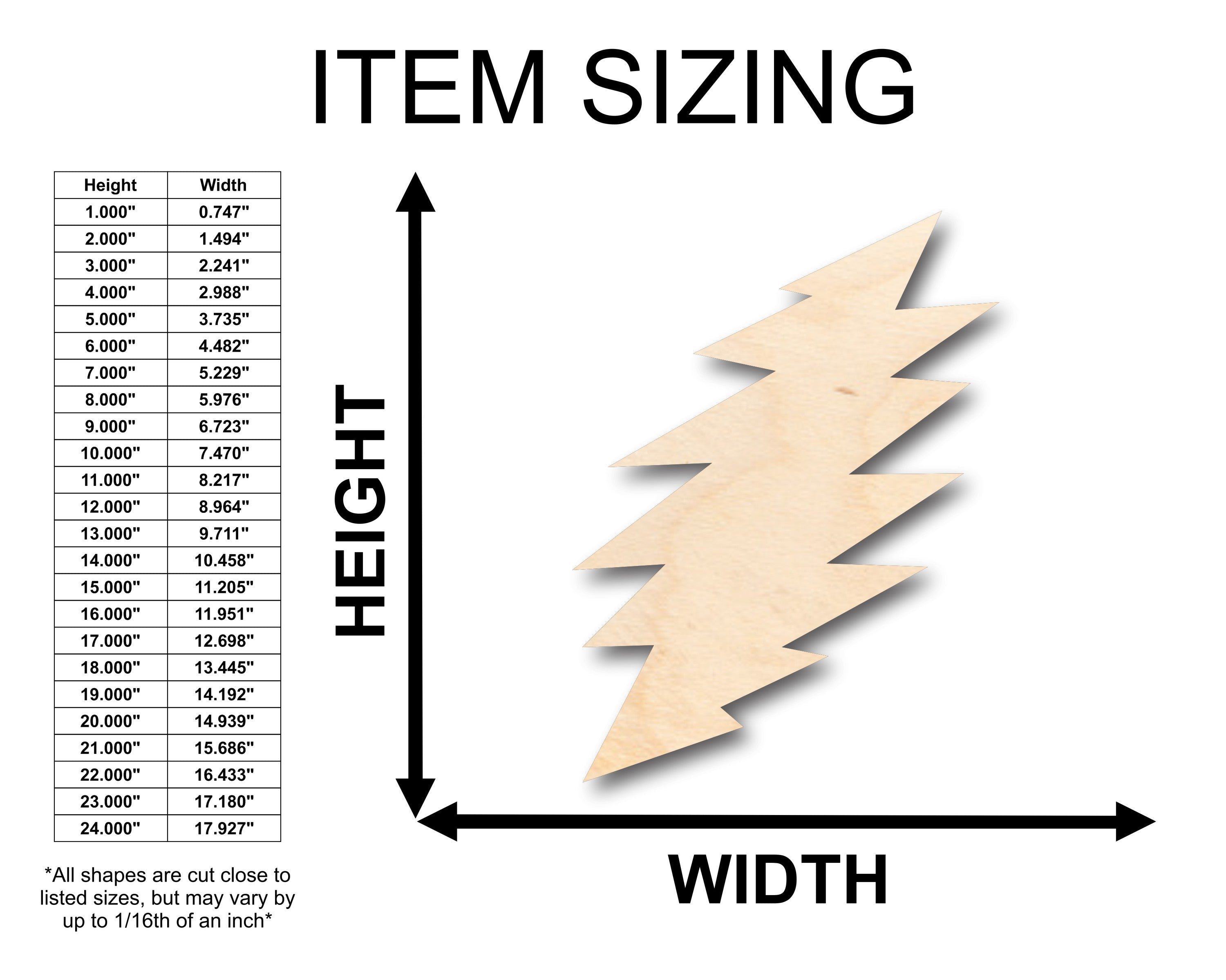 Unfinished Wood Lightning Bolt Shape - Craft - up to 46" DIY