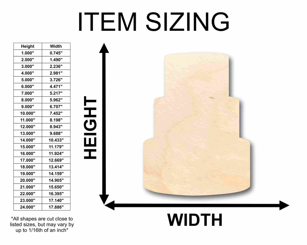 Unfinished Wood 3 Tier Cake Silhouette - Craft- up to 46" DIY