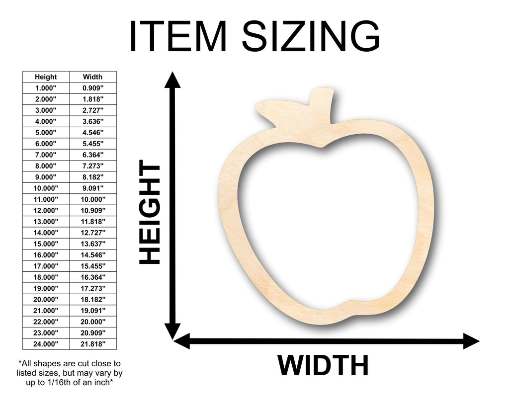 Unfinished Wood Hollow Apple Outline Shape - Craft - up to 46" DIY