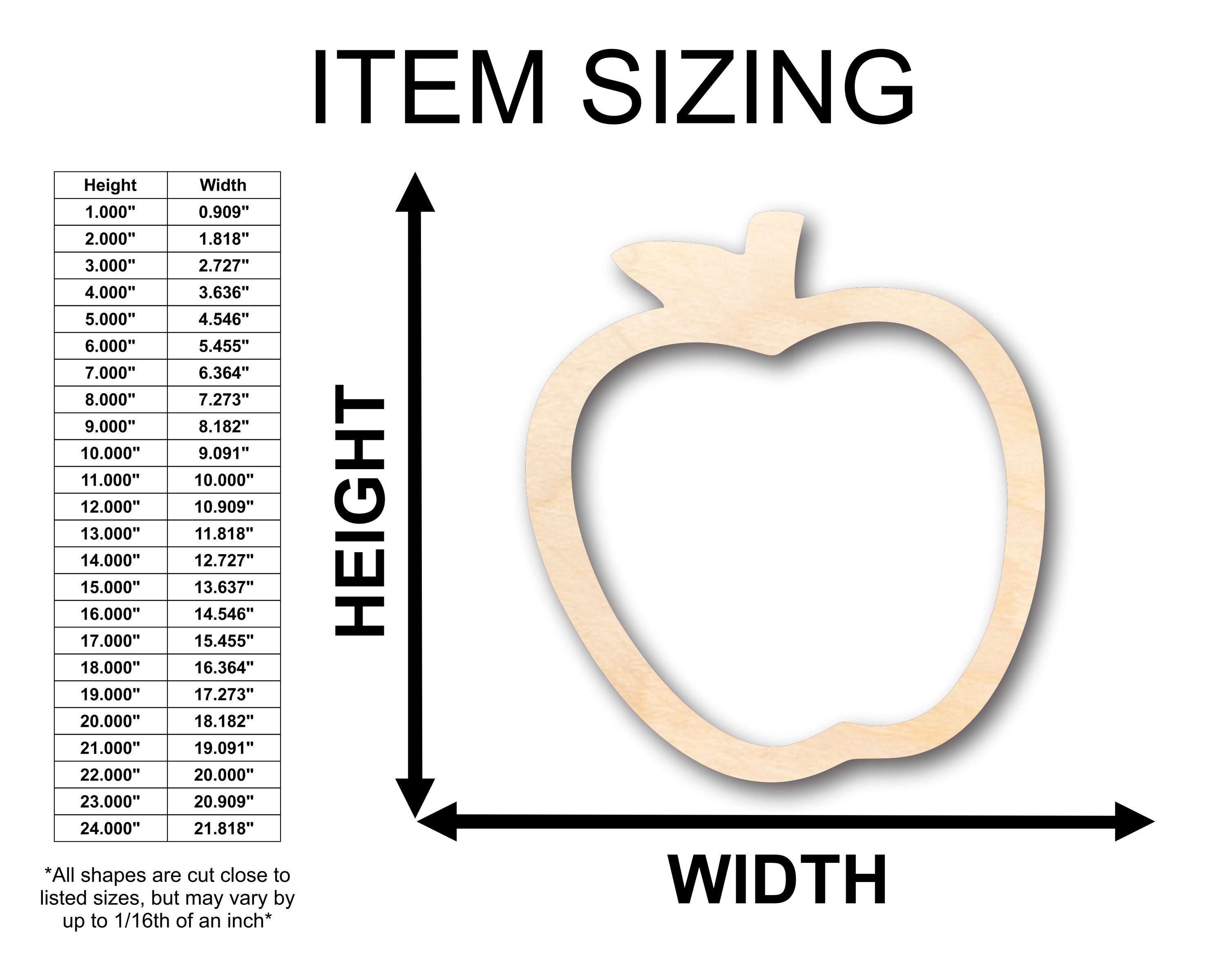 Unfinished Wood Hollow Apple Outline Shape - Craft - up to 46" DIY