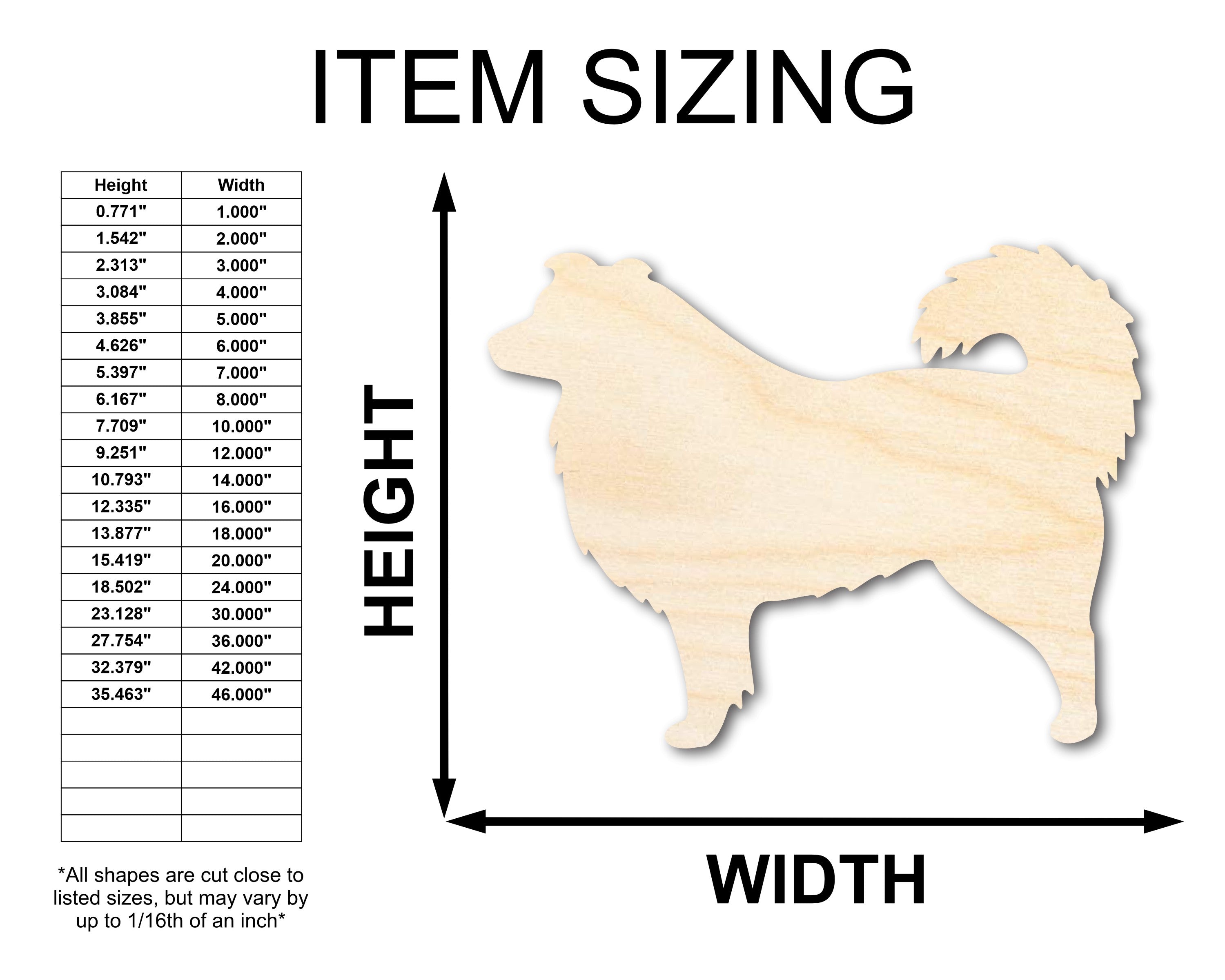 Unfinished Wood Australian Shepherd Dog Shape - Dog Craft - up to 46" DIY