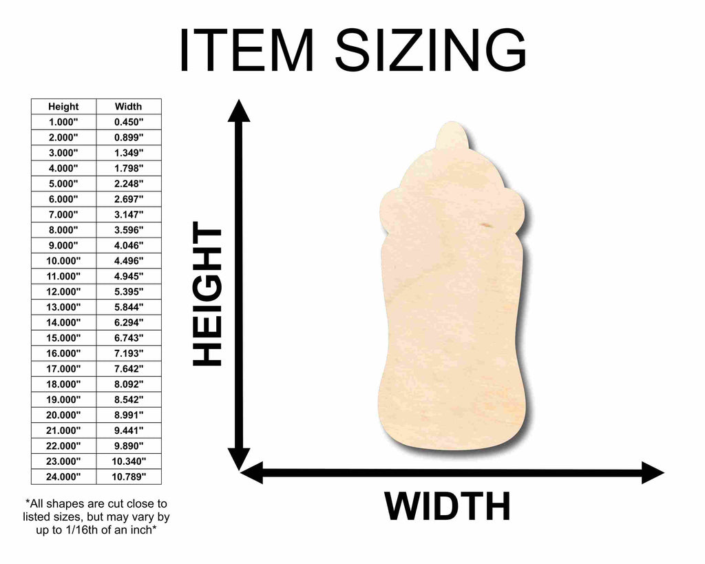 Unfinished Wood Baby Bottle Silhouette - Craft- up to 46" DIY