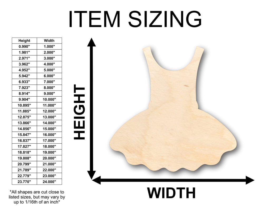 Unfinished Wood Ballet Dress Shape - Craft - up to 46" DIY