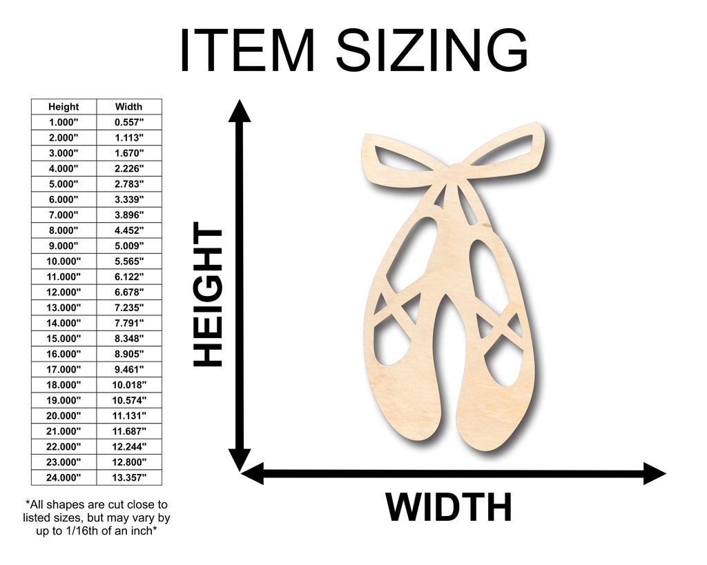 Unfinished Wood Ballet Slippers Shape - Craft - up to 46" DIY
