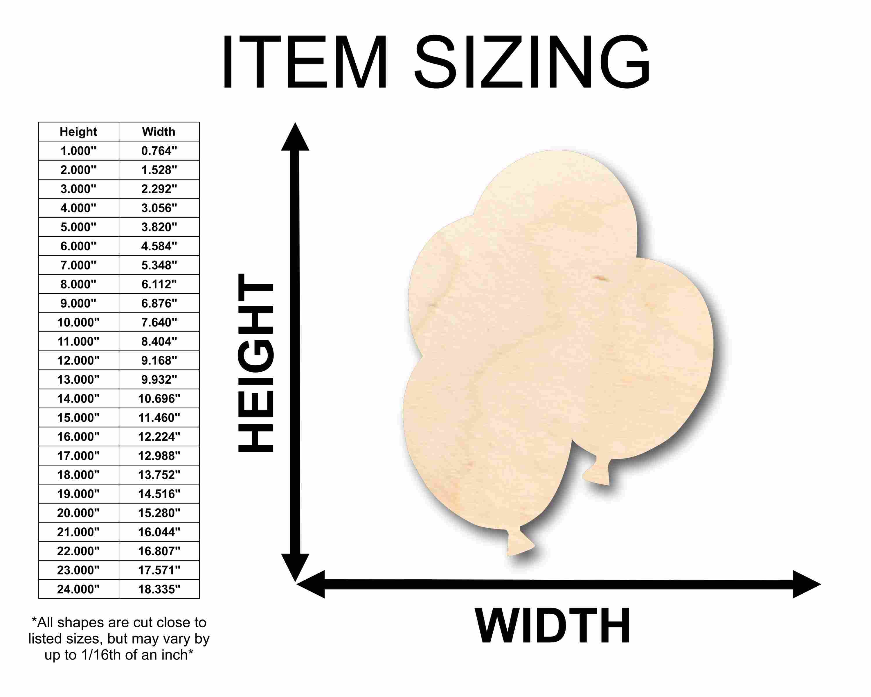 Unfinished Wood Balloon Silhouette - Craft- up to 46" DIY