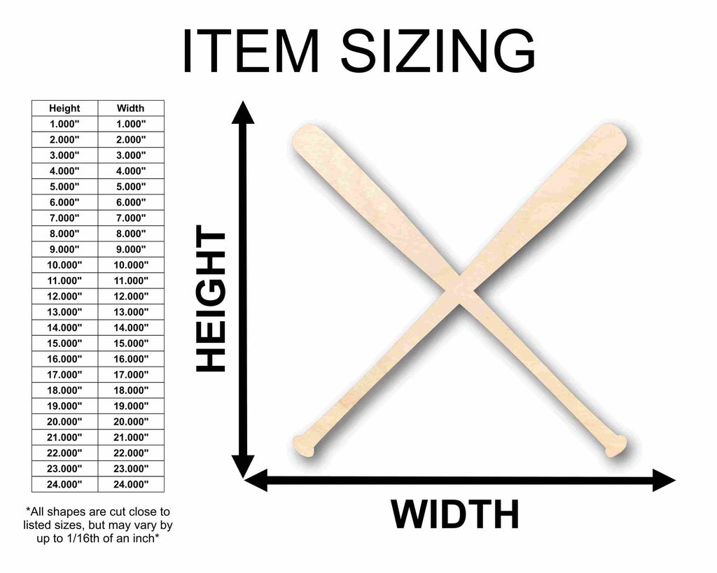 Unfinished Wood Baseball Bats Silhouette - Craft- up to 46" DIY