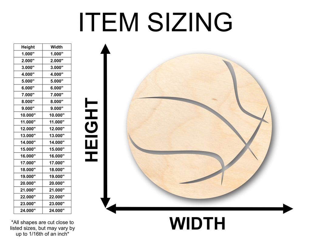 Unfinished Wood Basketball Shape - Craft - up to 46" DIY