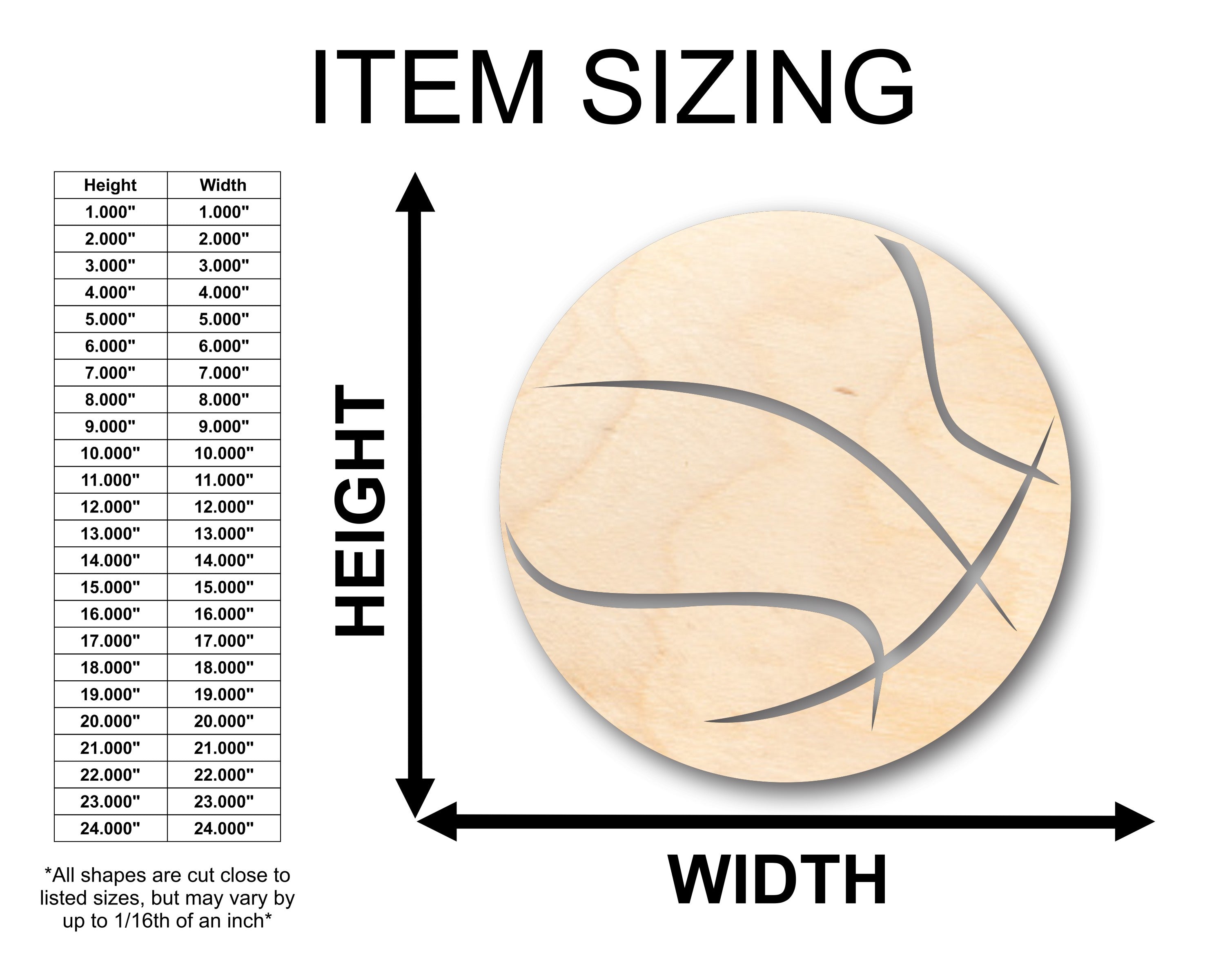 Unfinished Wood Basketball Shape - Craft - up to 46" DIY