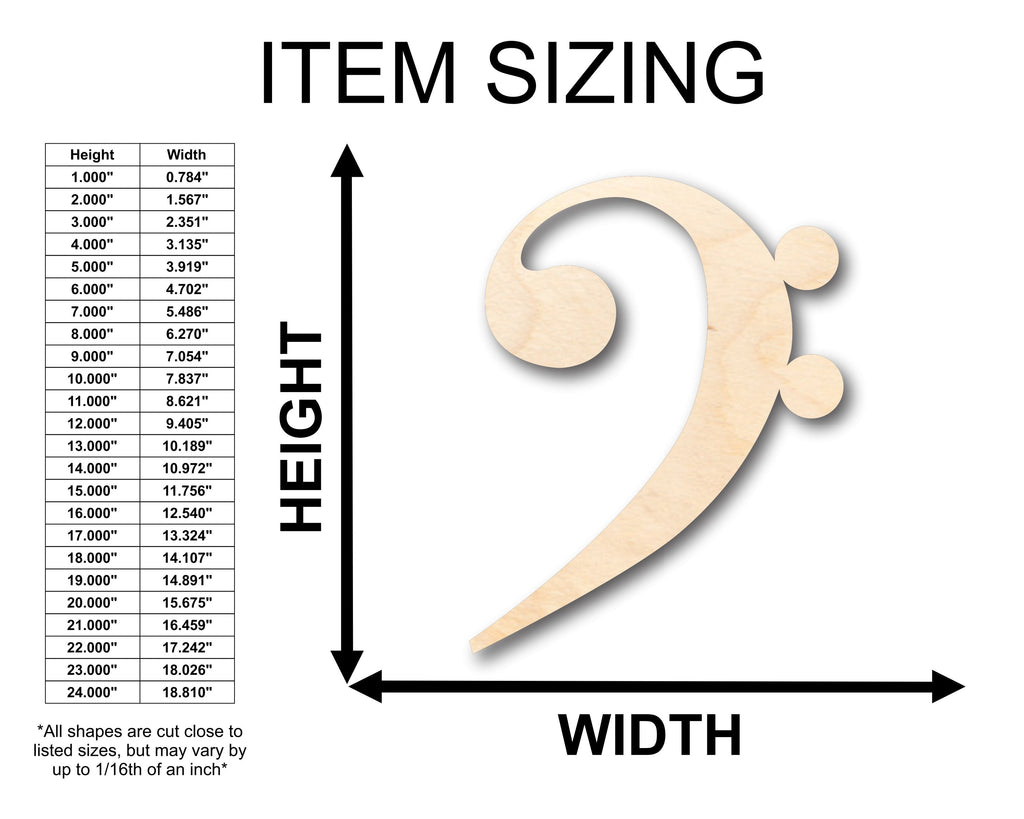 Unfinished Wood Bass Note Shape - Craft - up to 46" DIY