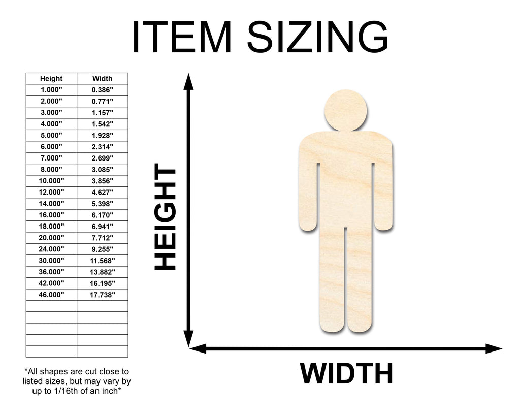 Unfinished Wood Mens Bathroom Sign Shape - Craft - up to 46" DIY