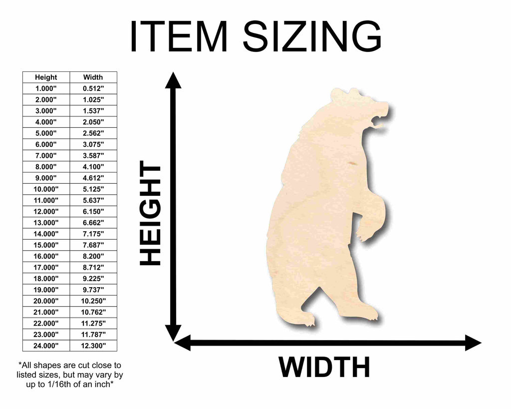 Unfinished Wood Bear Standing Silhouette - Craft- up to 46" DIY
