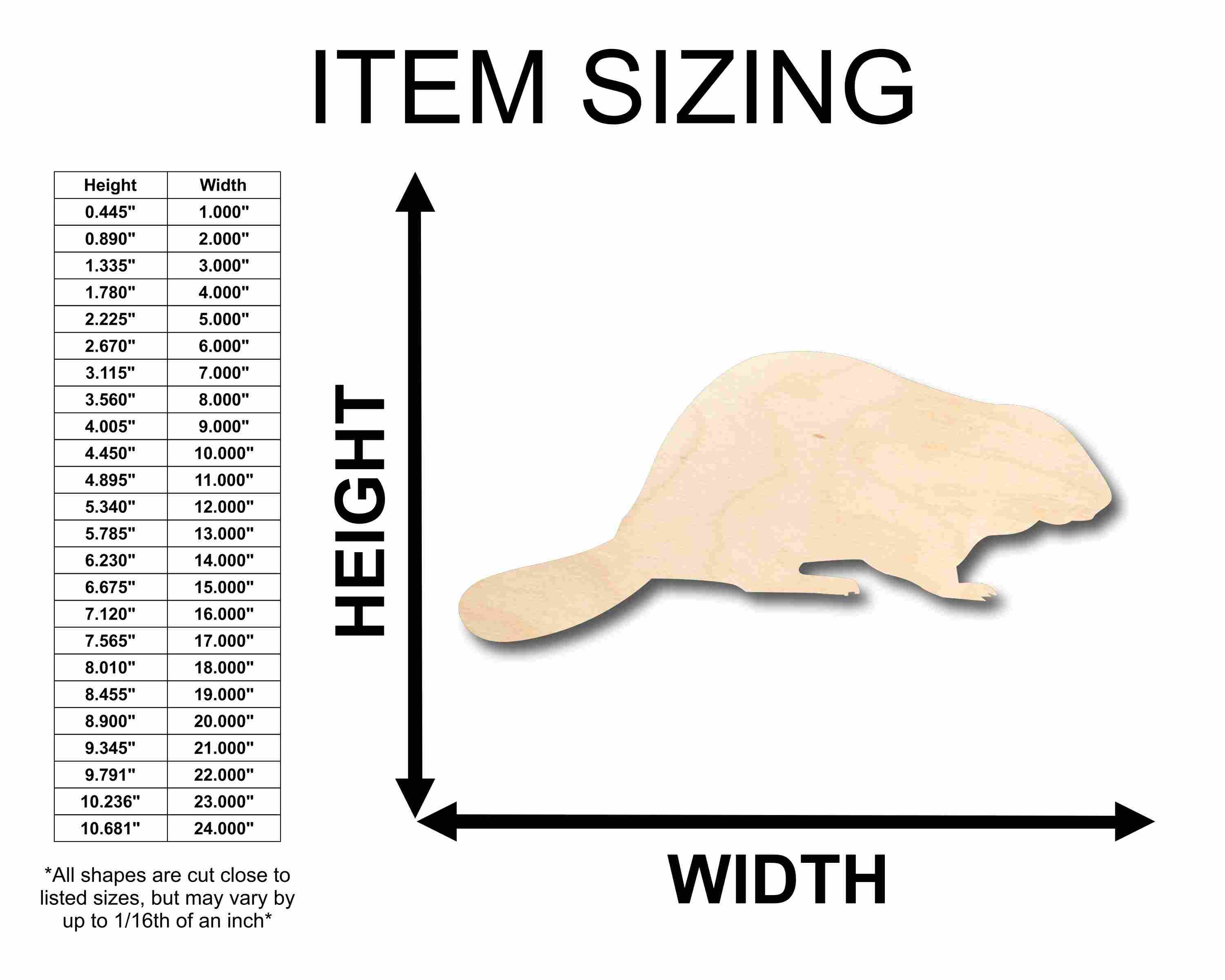 Unfinished Wood Beaver Silhouette - Craft- up to 46" DIY