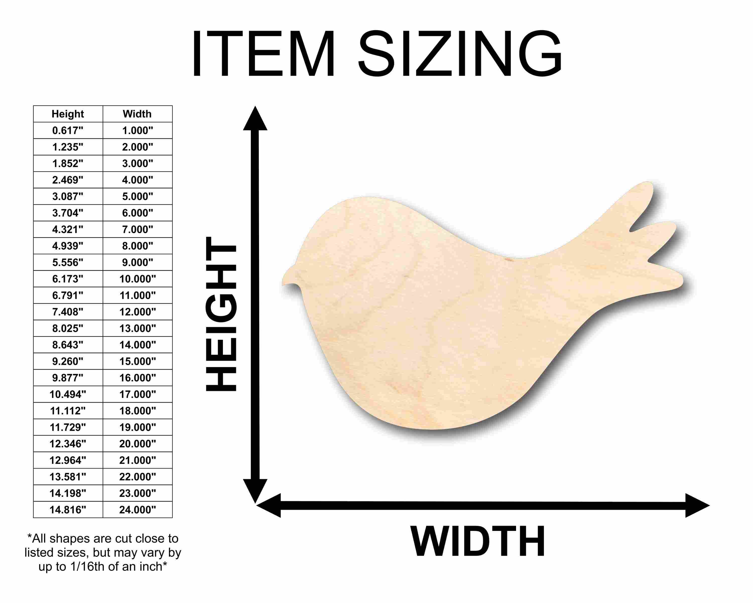 Unfinished Wood Bird Cute Craft Silhouette - Craft- up to 46" DIY
