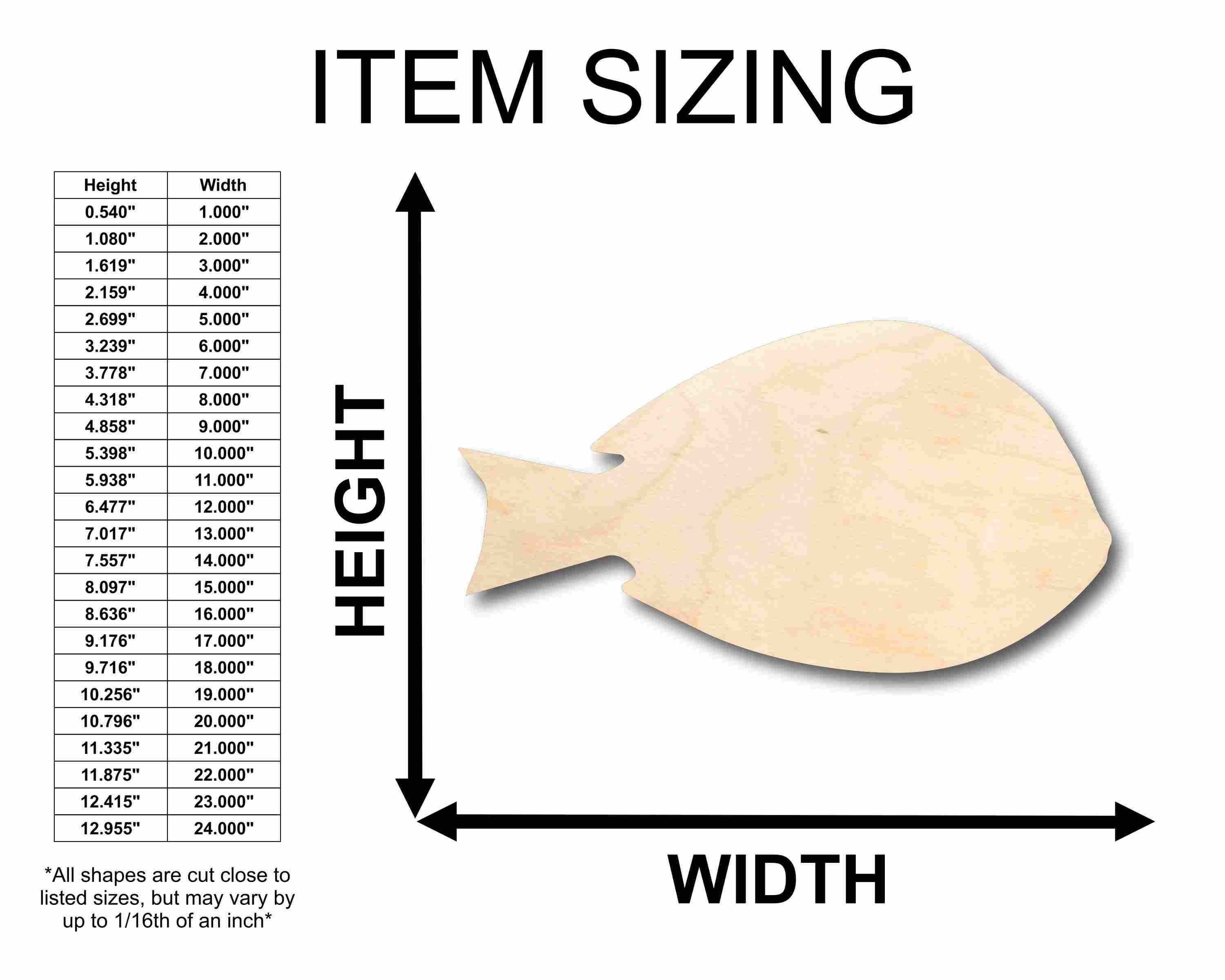 Unfinished Wood Blue Tang Fish Silhouette - Craft- up to 46" DIY