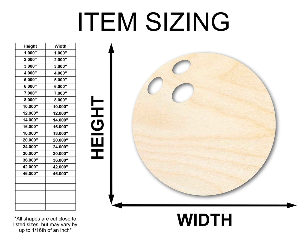 Unfinished Wood Bowling Ball Silhouette - Craft- up to 46" DIY