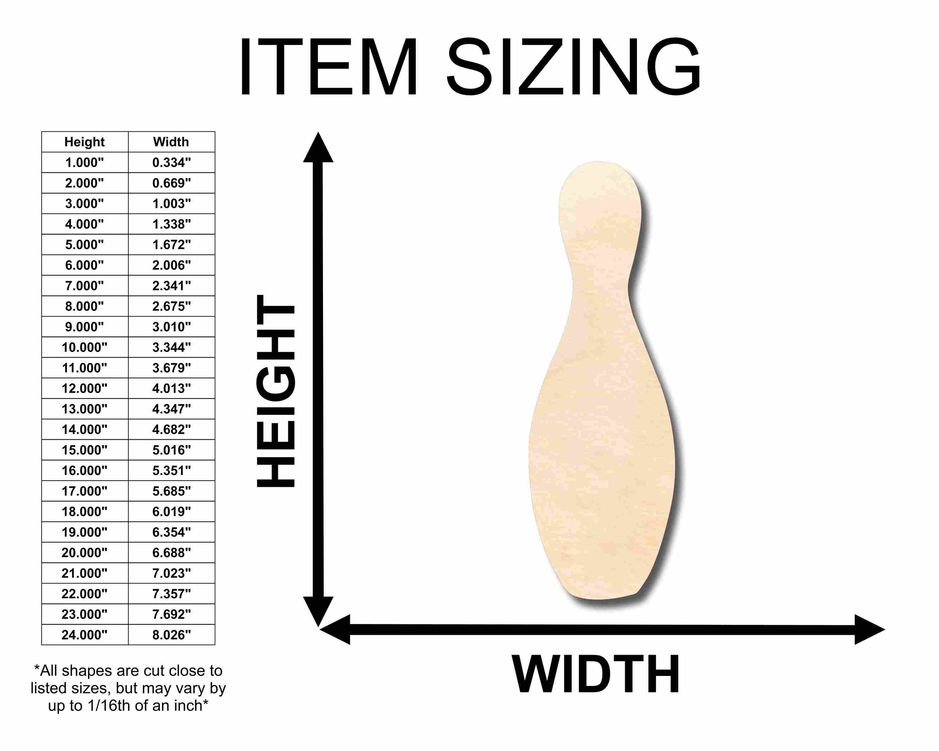 Unfinished Wood Bowling Pin Silhouette - Craft- up to 46" DIY