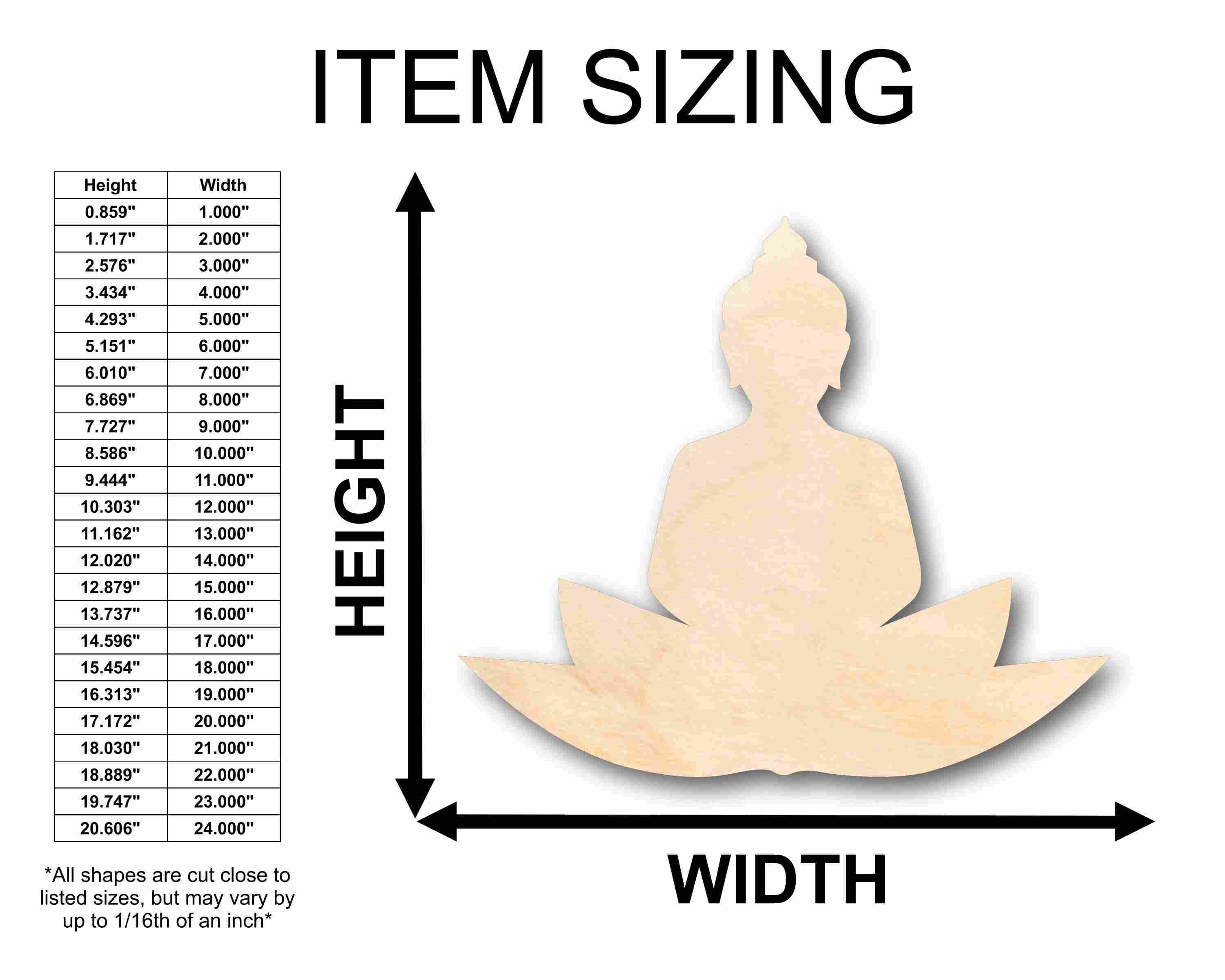 Unfinished Wood Buddha Silhouette - Craft- up to 46" DIY