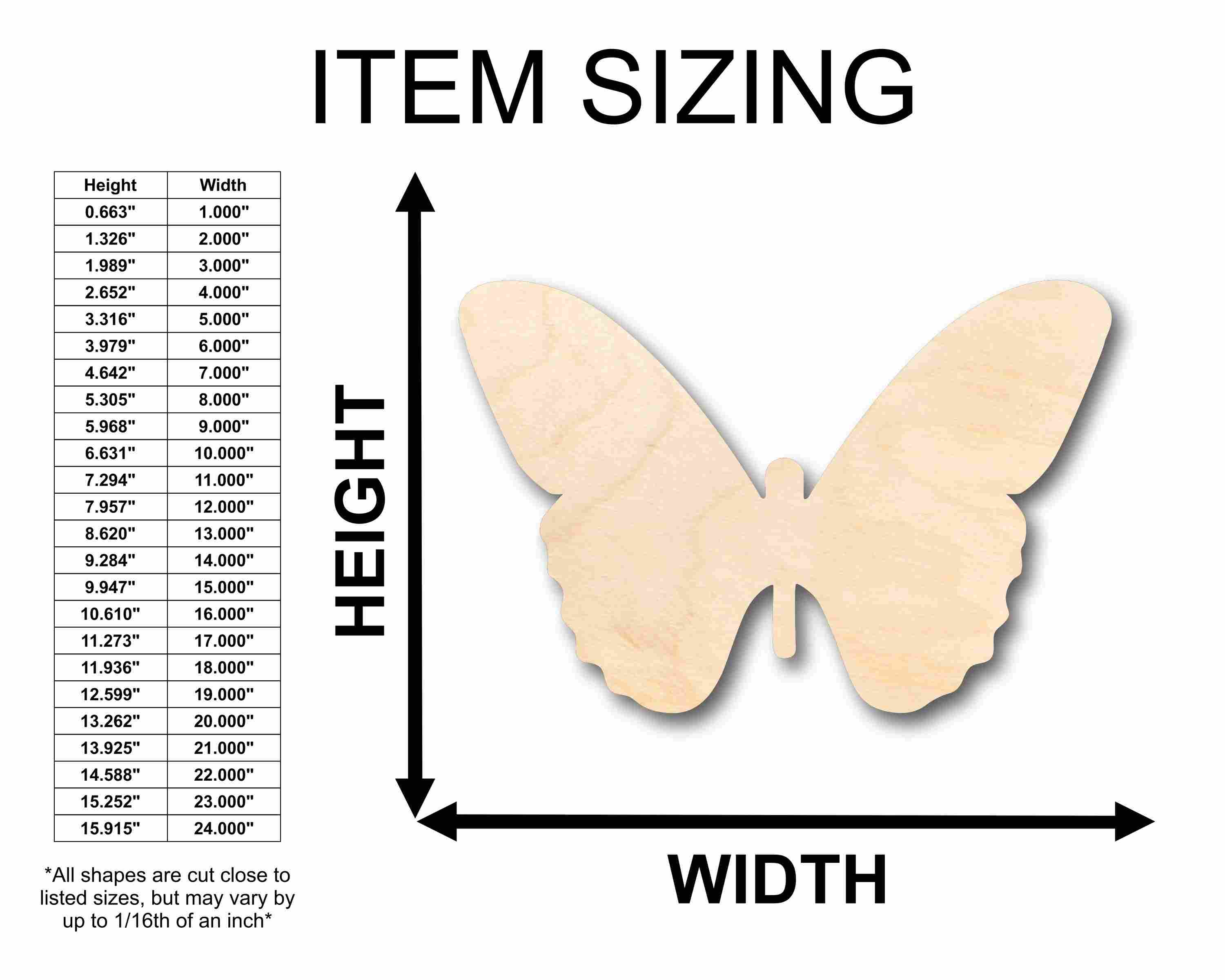Unfinished Wood Butterfly Silhouette - Craft- up to 46" DIY