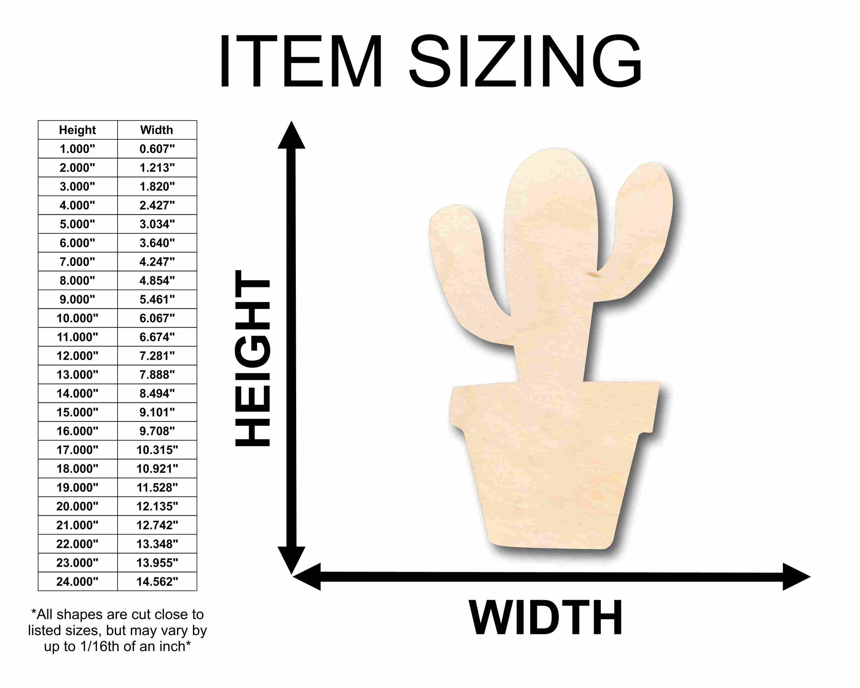 Unfinished Wood Cactus in Pot Silhouette - Craft- up to 46" DIY