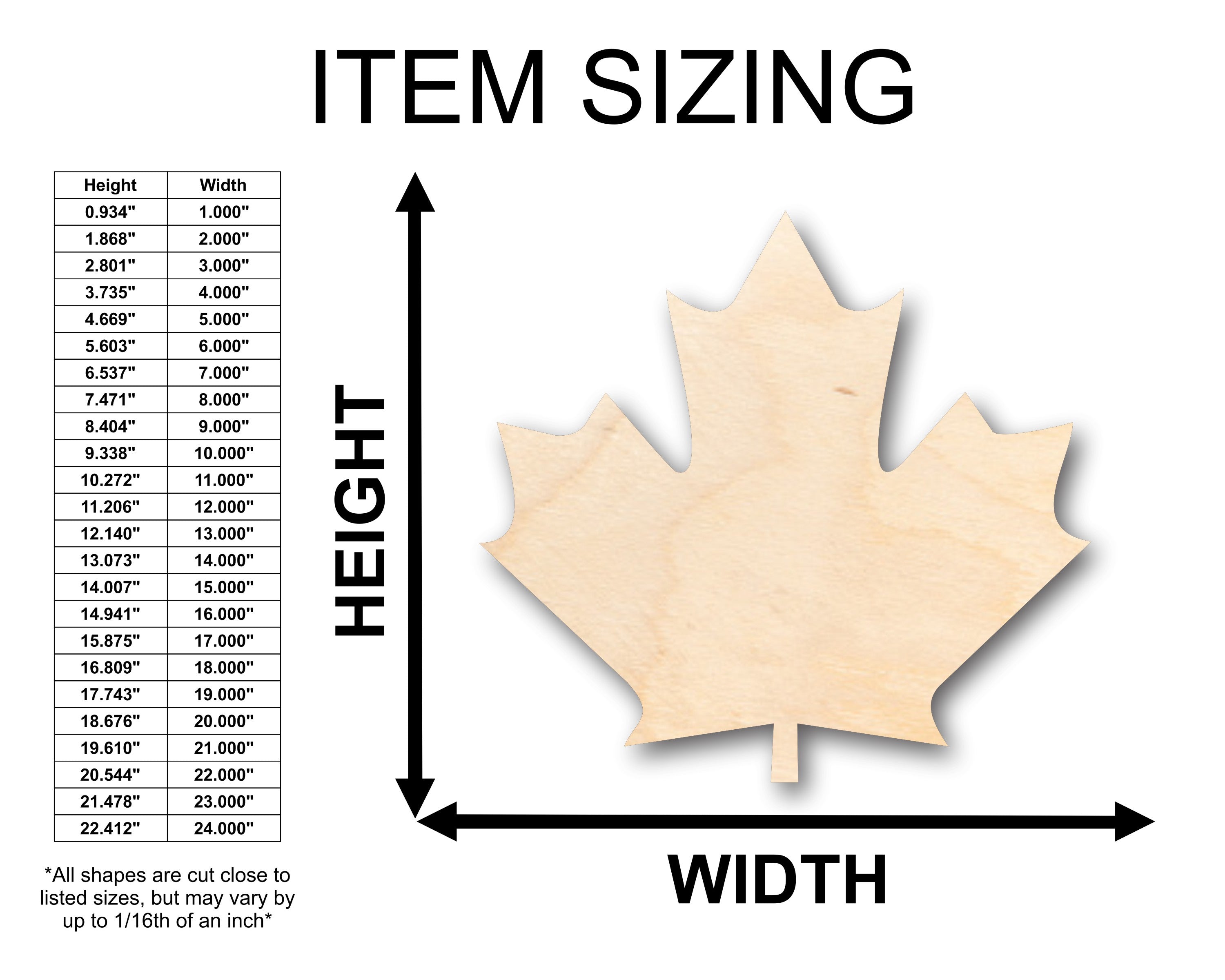 Unfinished Wood Canadian Maple Leaf Shape - Craft - up to 46" DIY