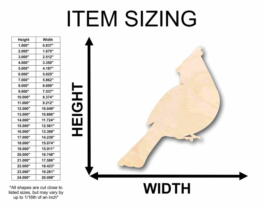 Unfinished Wood Cardinal Bird Silhouette - Craft- up to 46" DIY