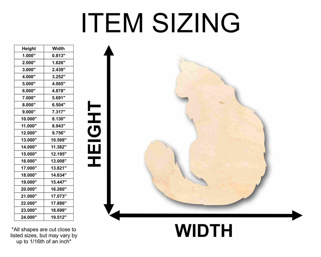 Unfinished Wood Cat Main Coon Silhouette - Craft- up to 46" DIY