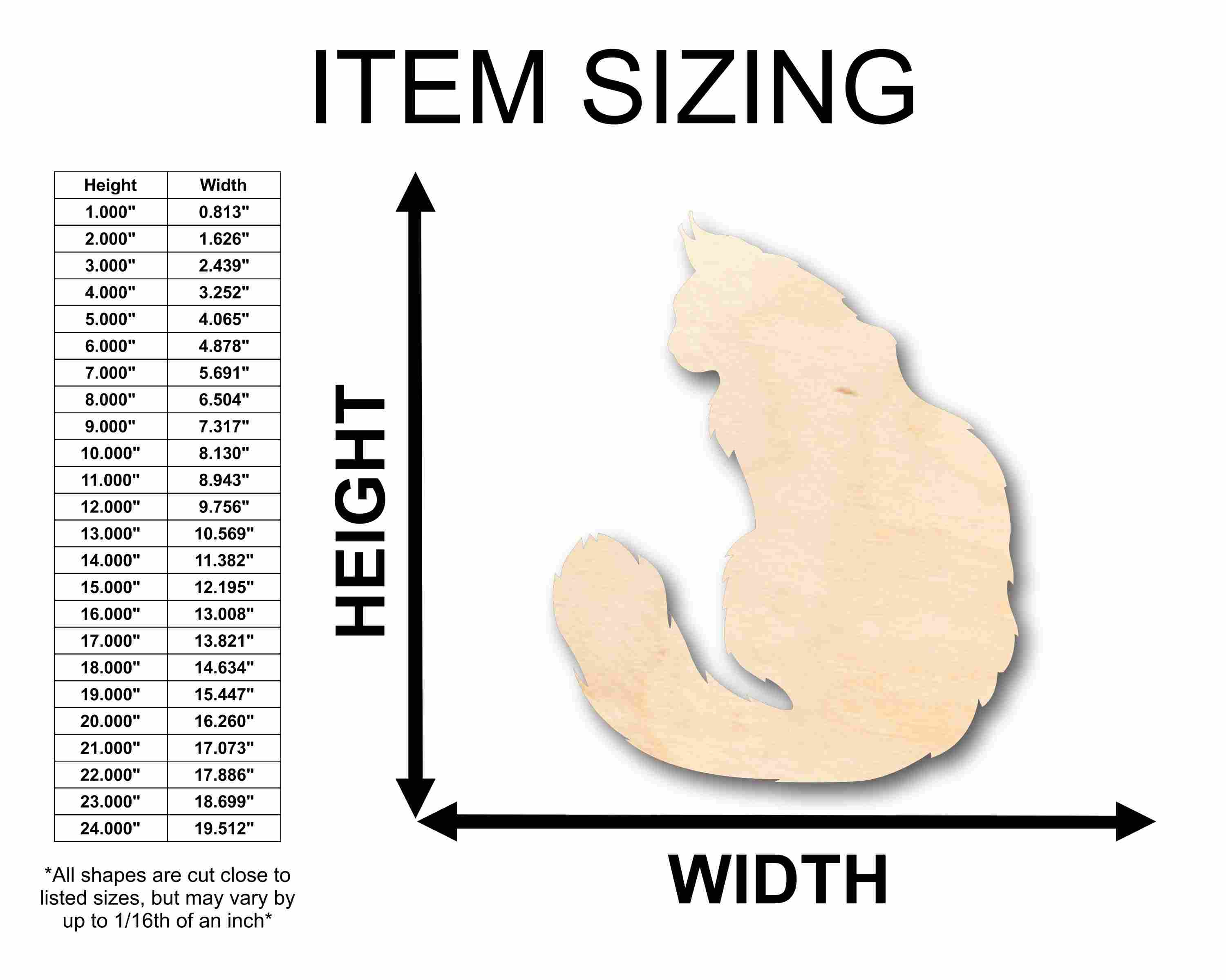 Unfinished Wood Cat Main Coon Silhouette - Craft- up to 46" DIY