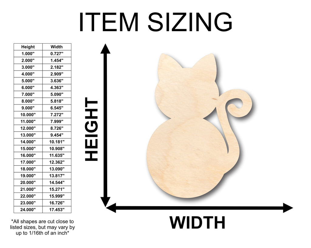 Unfinished Wood Sitting Cat Shape - Craft - up to 46" DIY