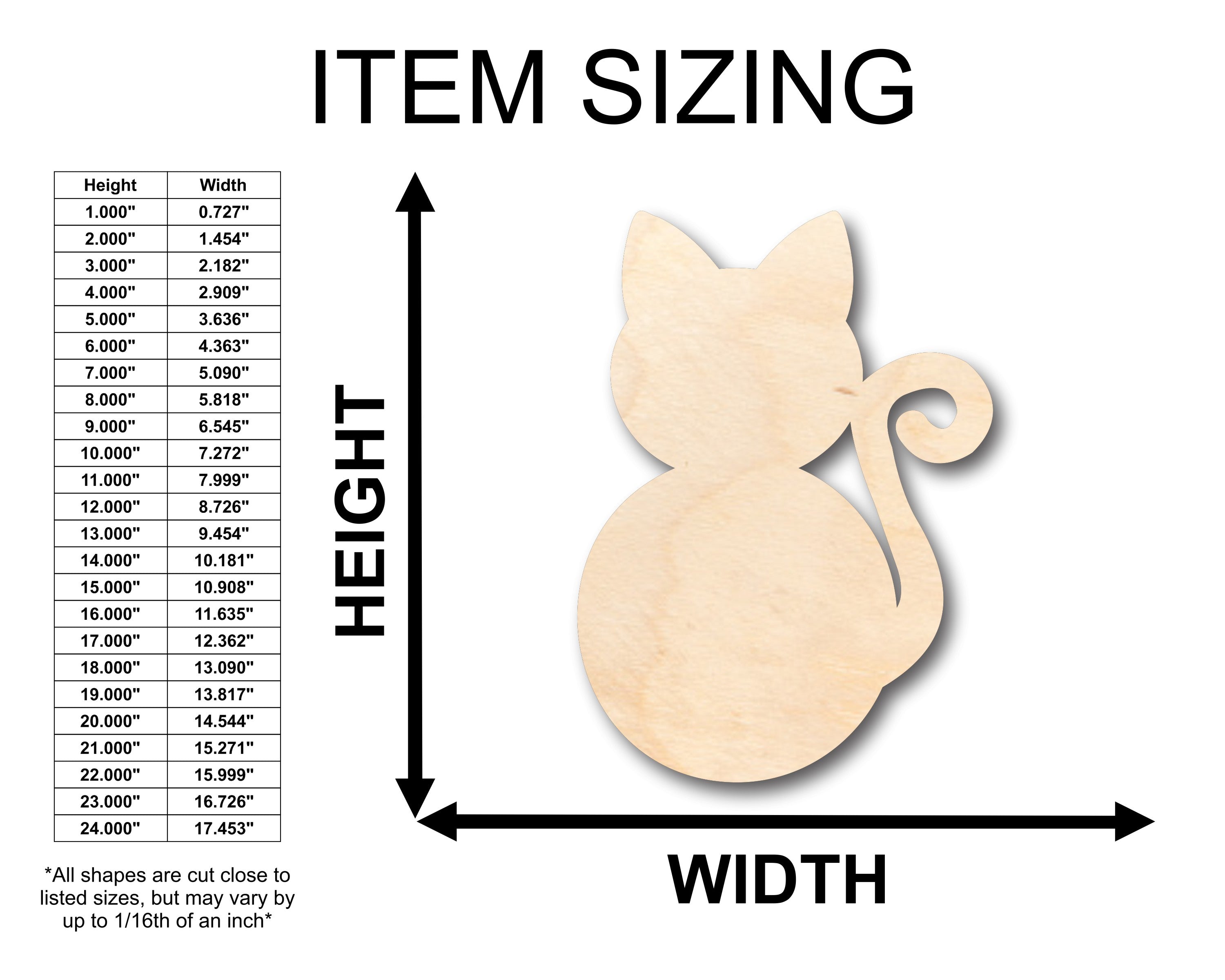 Unfinished Wood Sitting Cat Shape - Craft - up to 46" DIY
