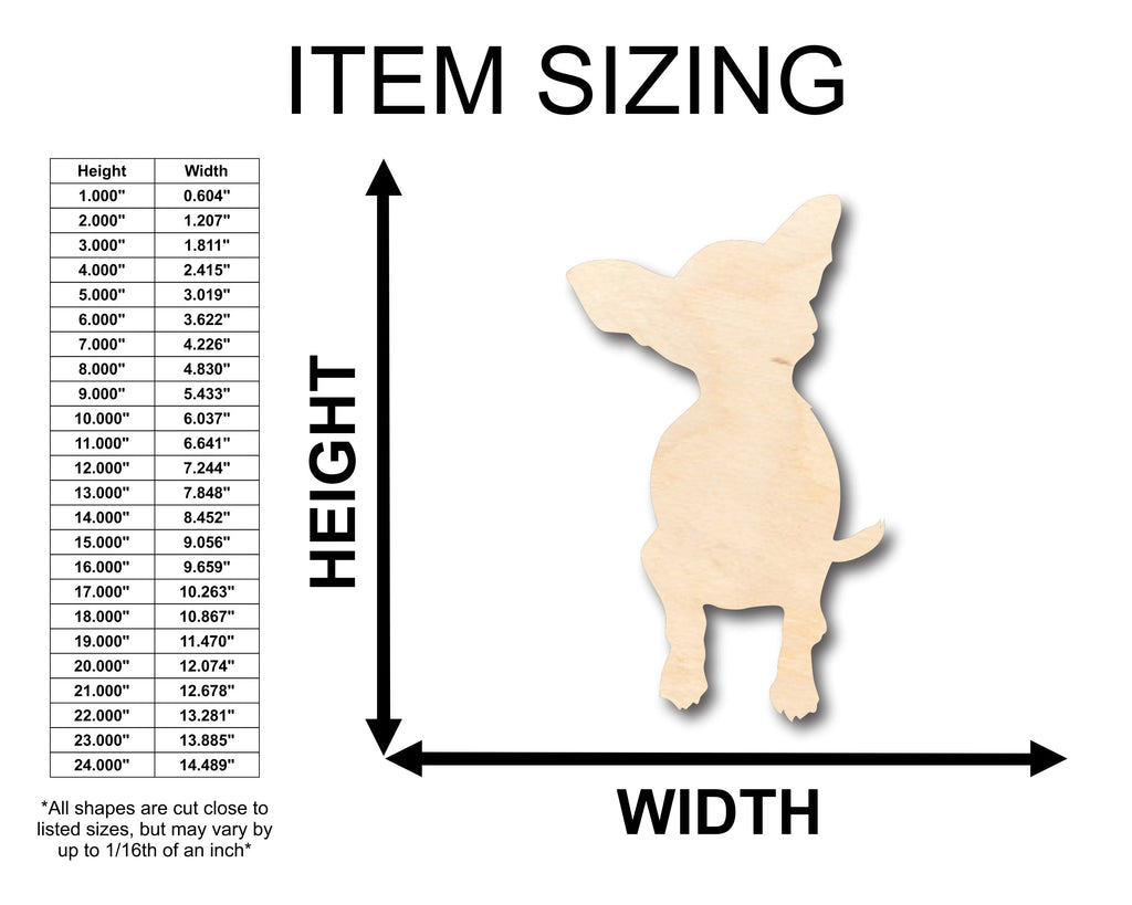 Unfinished Wood Chihuahua Shape - Craft - up to 46" DIY
