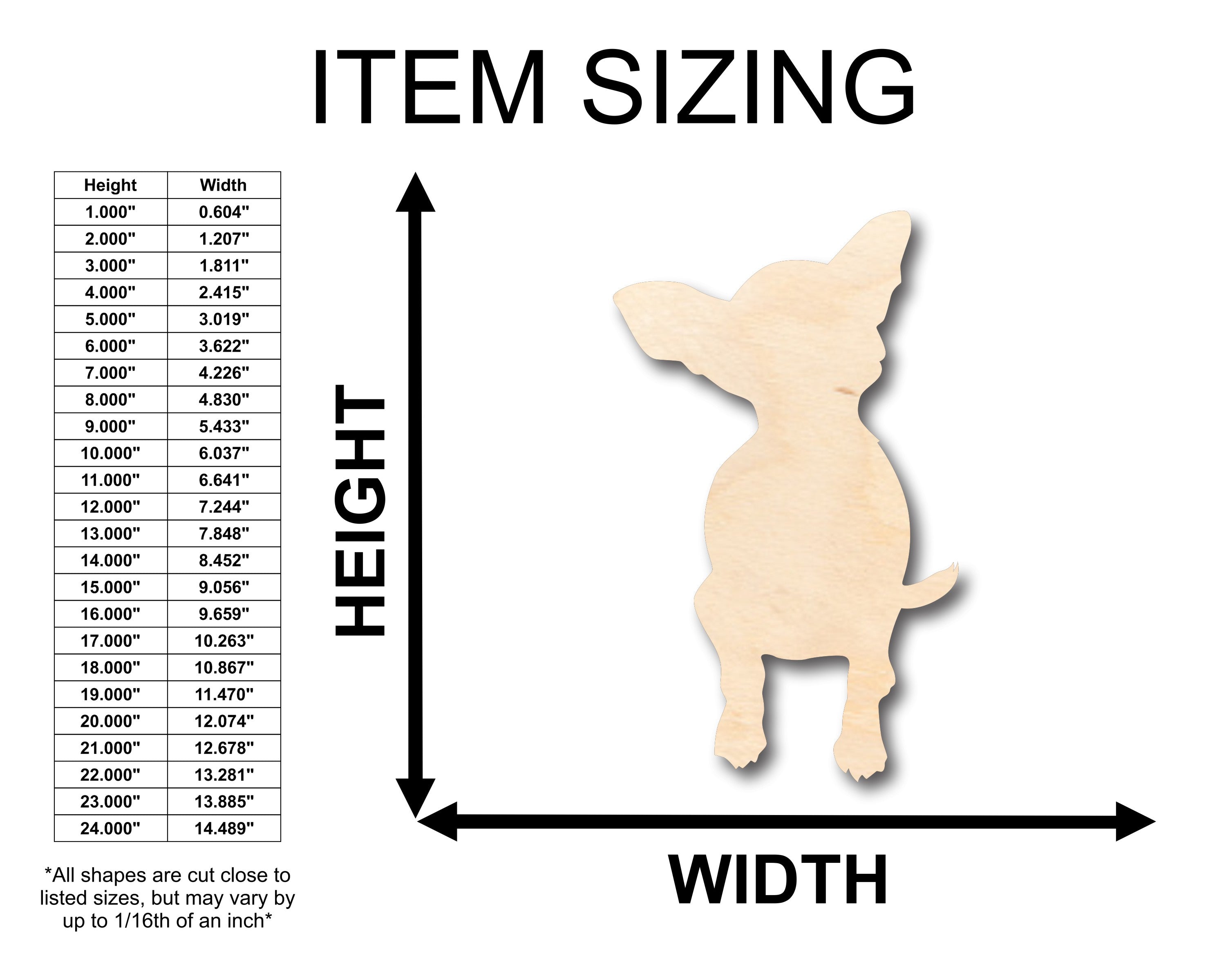 Unfinished Wood Chihuahua Shape - Craft - up to 46" DIY