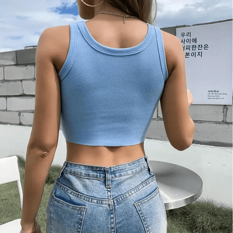 Summer Fitness Sport Top Fashion Printed Ribbed Crop Tank Tops - Top Cute Fashion Fitness Modern Yoga Women Summer Clothing Style Classy Tops