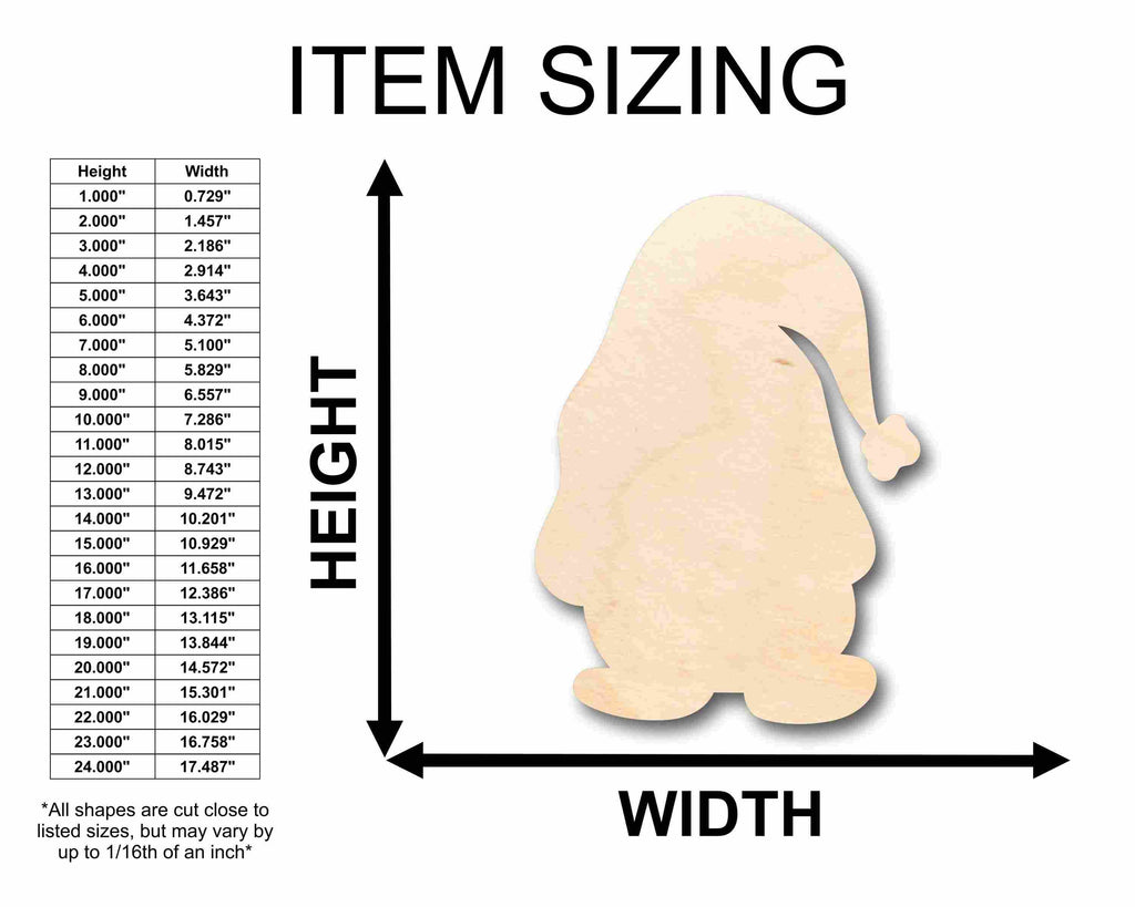 Unfinished Wood Christmas Gnome Silhouette - Craft- up to 46" DIY