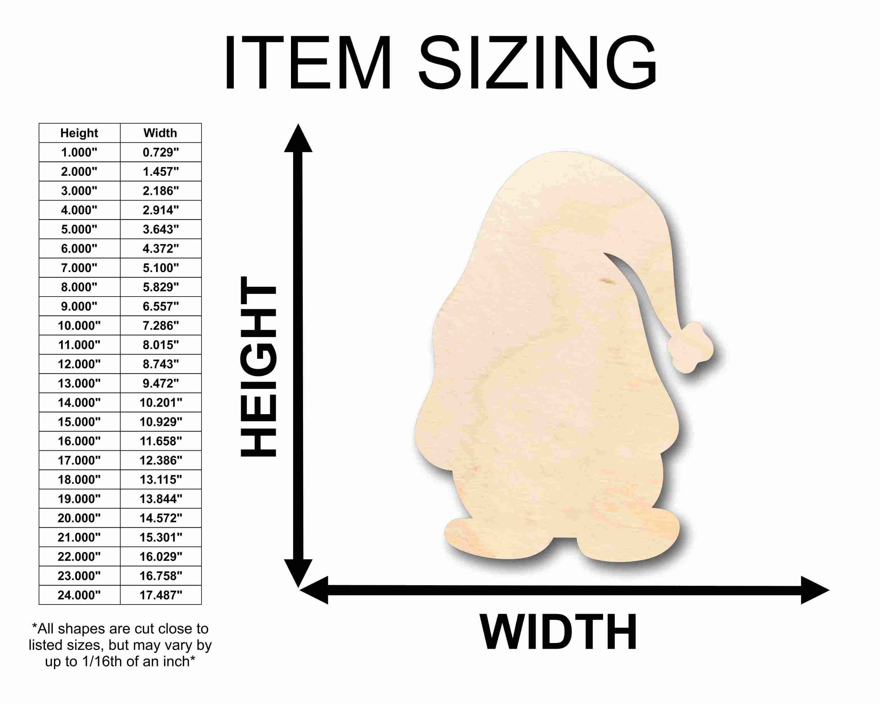 Unfinished Wood Christmas Gnome Silhouette - Craft- up to 46" DIY
