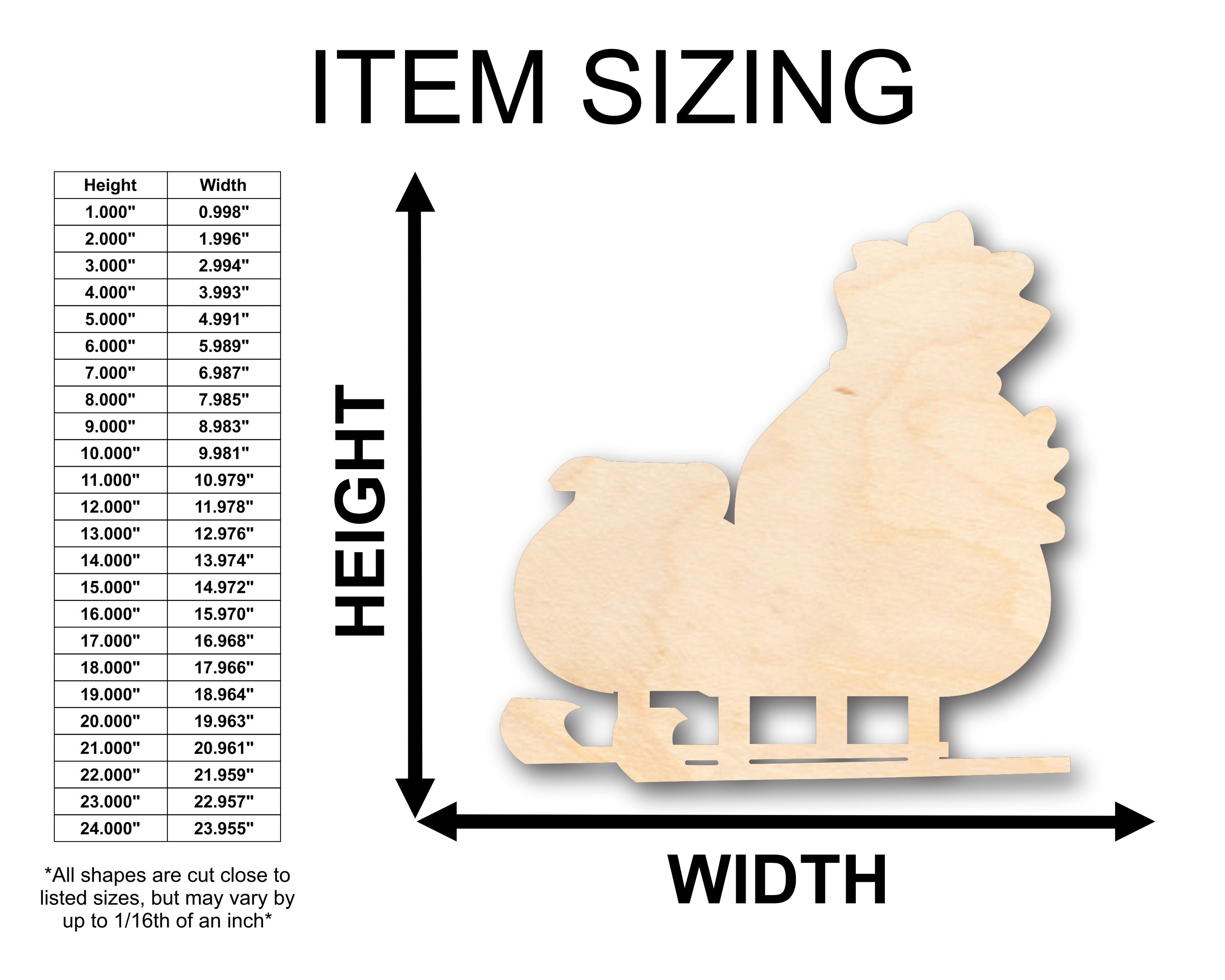Unfinished Wood Santa Sleigh Shape - Christmas - Craft - up to 46" DIY