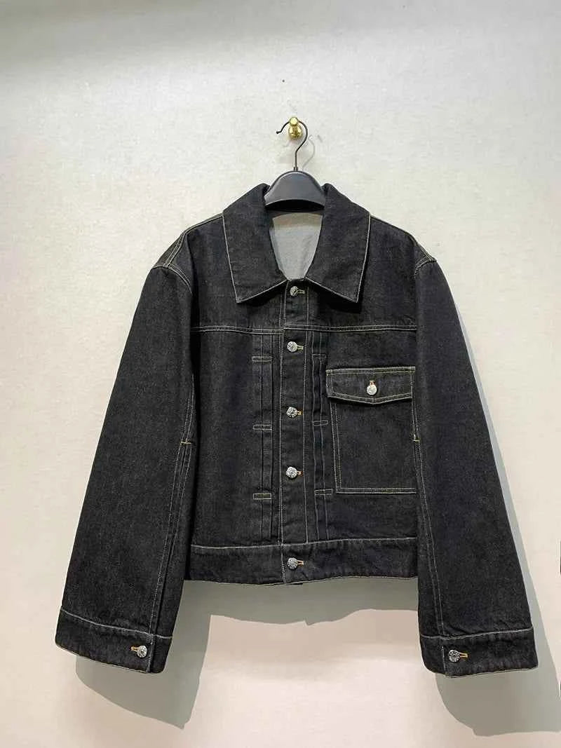 Spring New Vintage Casual Jeans Jacket Women Turn-down Collar Loose Sleeve Fashion Denim Coat Japanese All-match Outwears