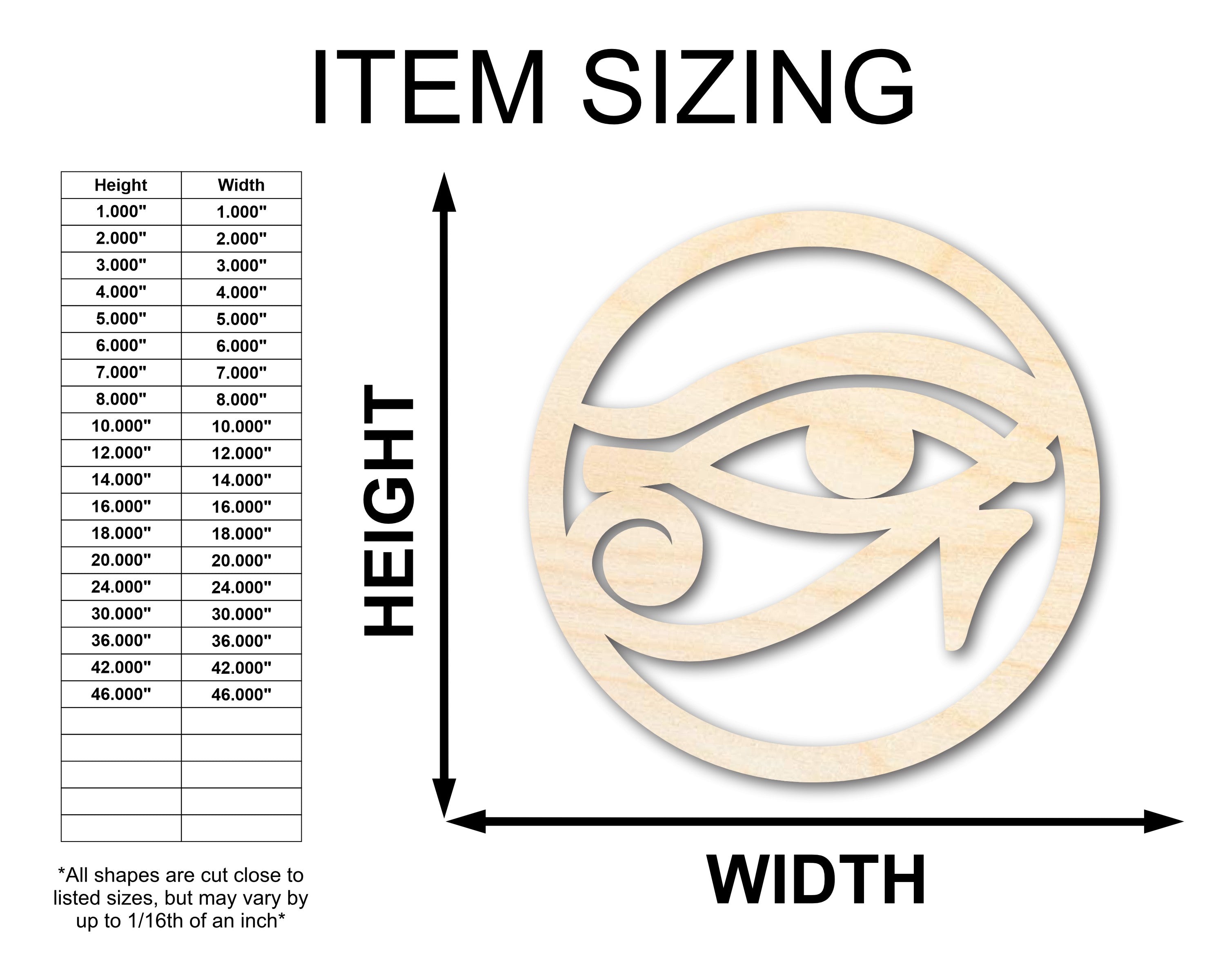 Unfinished Wood Eye of Ra Shape | Egyptian Hieroglyph Silhouette | Craft Cutout | up to 46" DIY