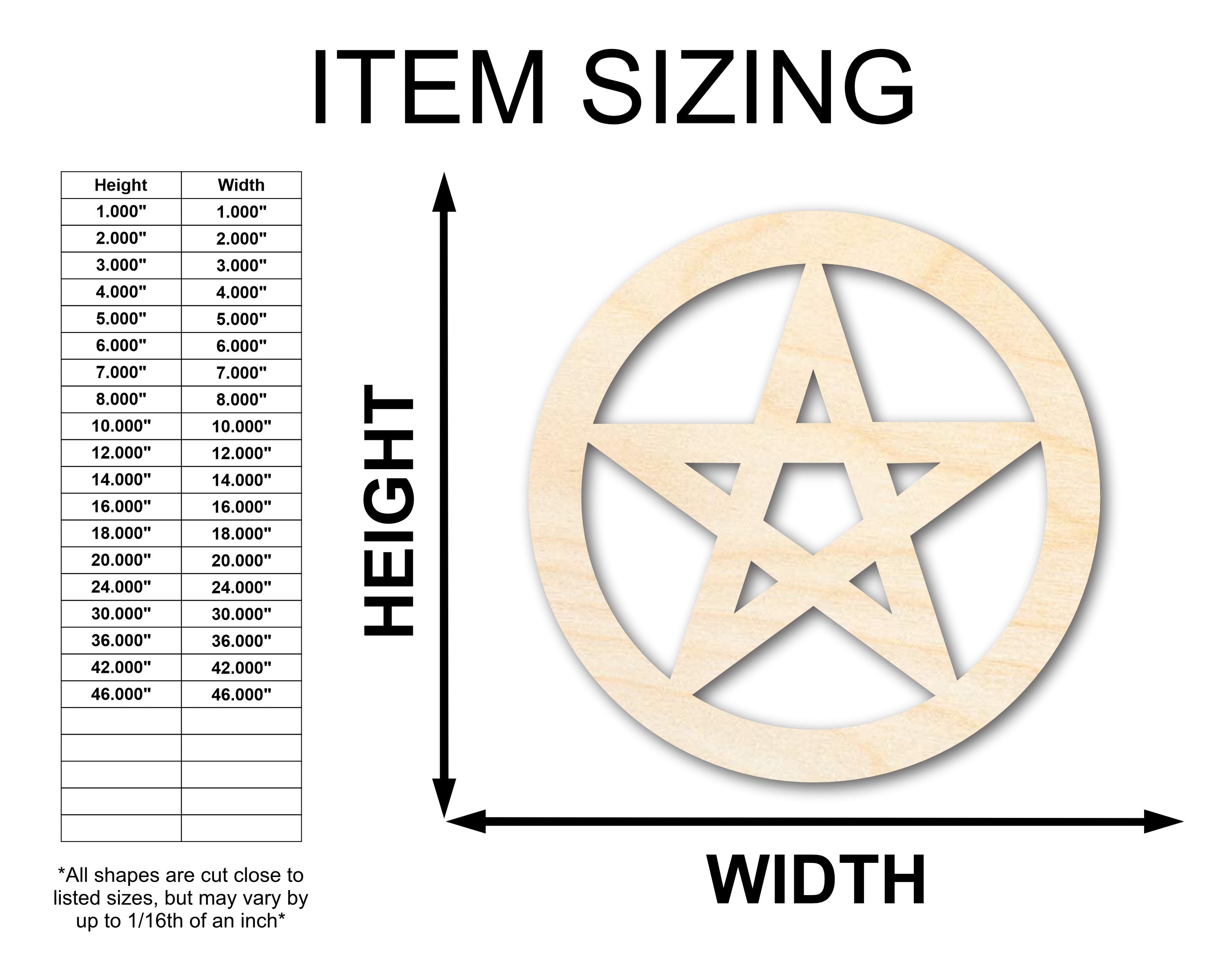 Unfinished Wood Pentacle Shape - Craft - up to 46" DIY